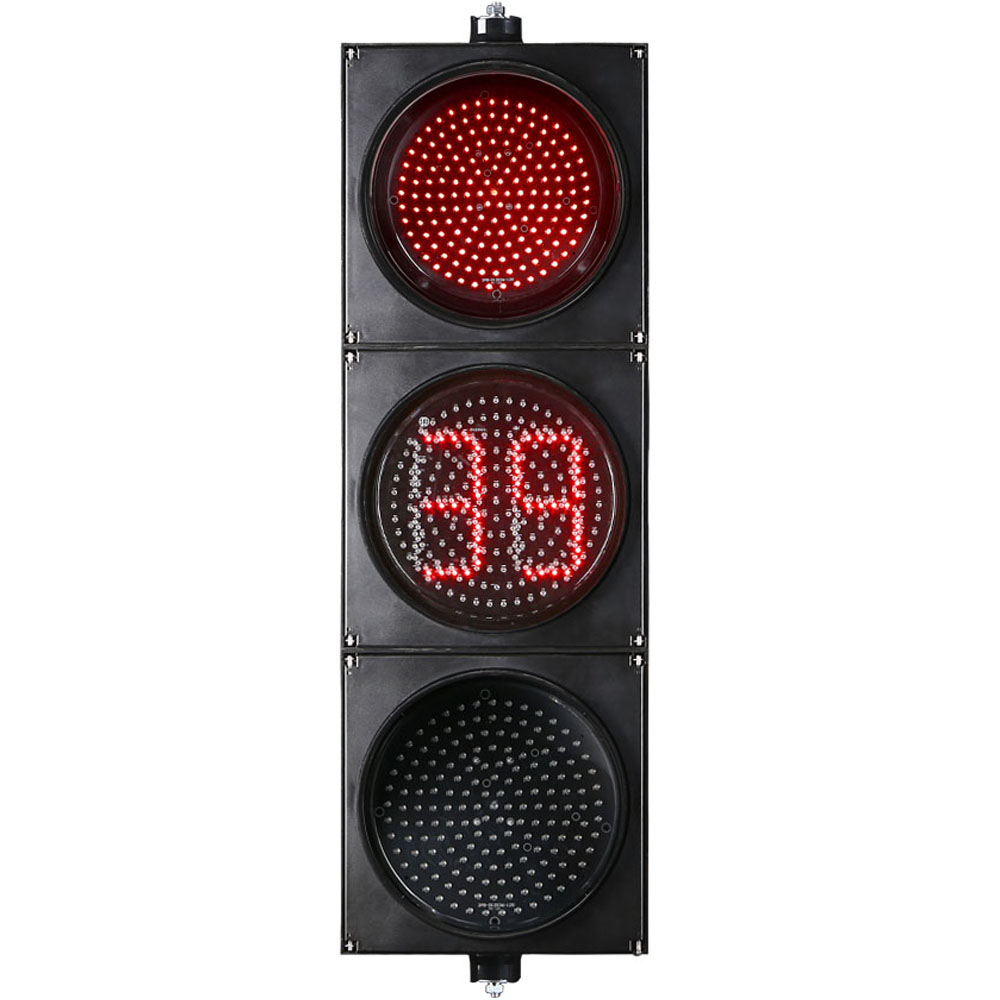 إشارة مرور كاملة حمراء/صفراء/خضراء منخفضة الطاقة مع مؤقت تنازلي