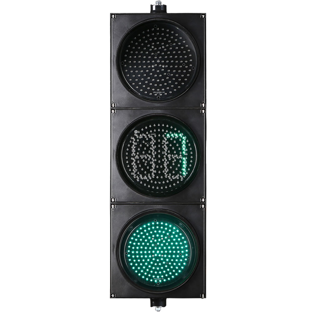 إشارة مرور كاملة حمراء/صفراء/خضراء منخفضة الطاقة مع مؤقت تنازلي