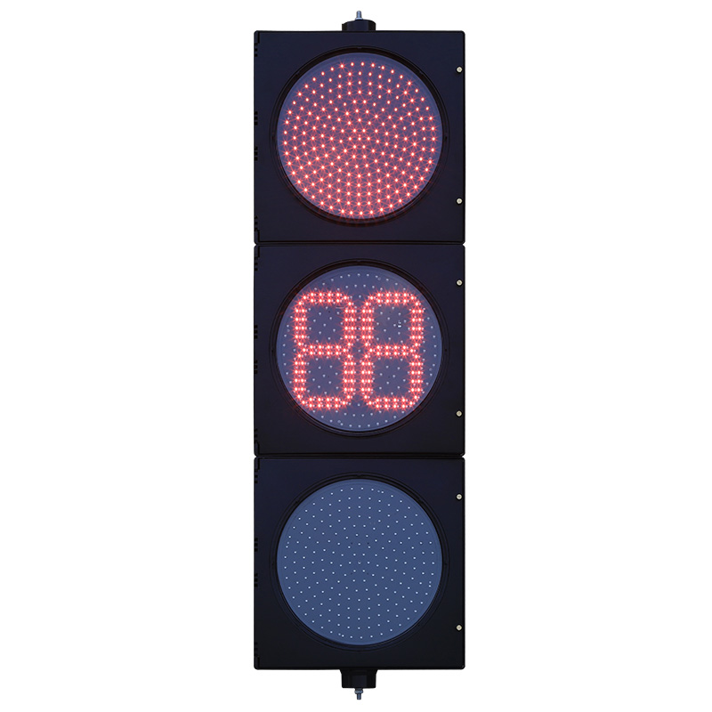 إشارة مرور كاملة حمراء/صفراء/خضراء منخفضة الطاقة مع مؤقت تنازلي