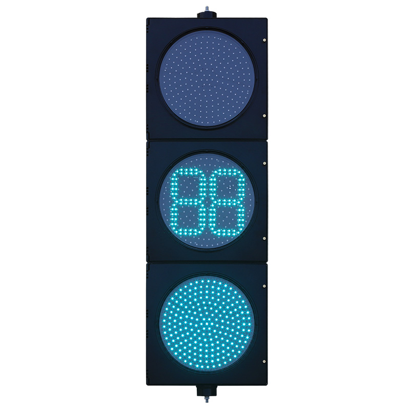 إشارة مرور كاملة حمراء/صفراء/خضراء منخفضة الطاقة مع مؤقت تنازلي