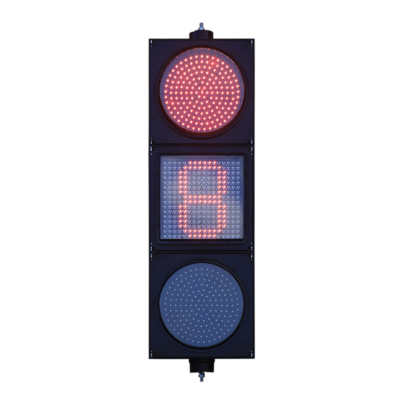 إشارة مرور كاملة منخفضة الطاقة باللون الأحمر/الأصفر/الأخضر مع عد تنازلي لمصفوفة النقاط