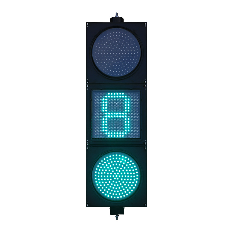 إشارة مرور كاملة منخفضة الطاقة باللون الأحمر/الأصفر/الأخضر مع عد تنازلي لمصفوفة النقاط
