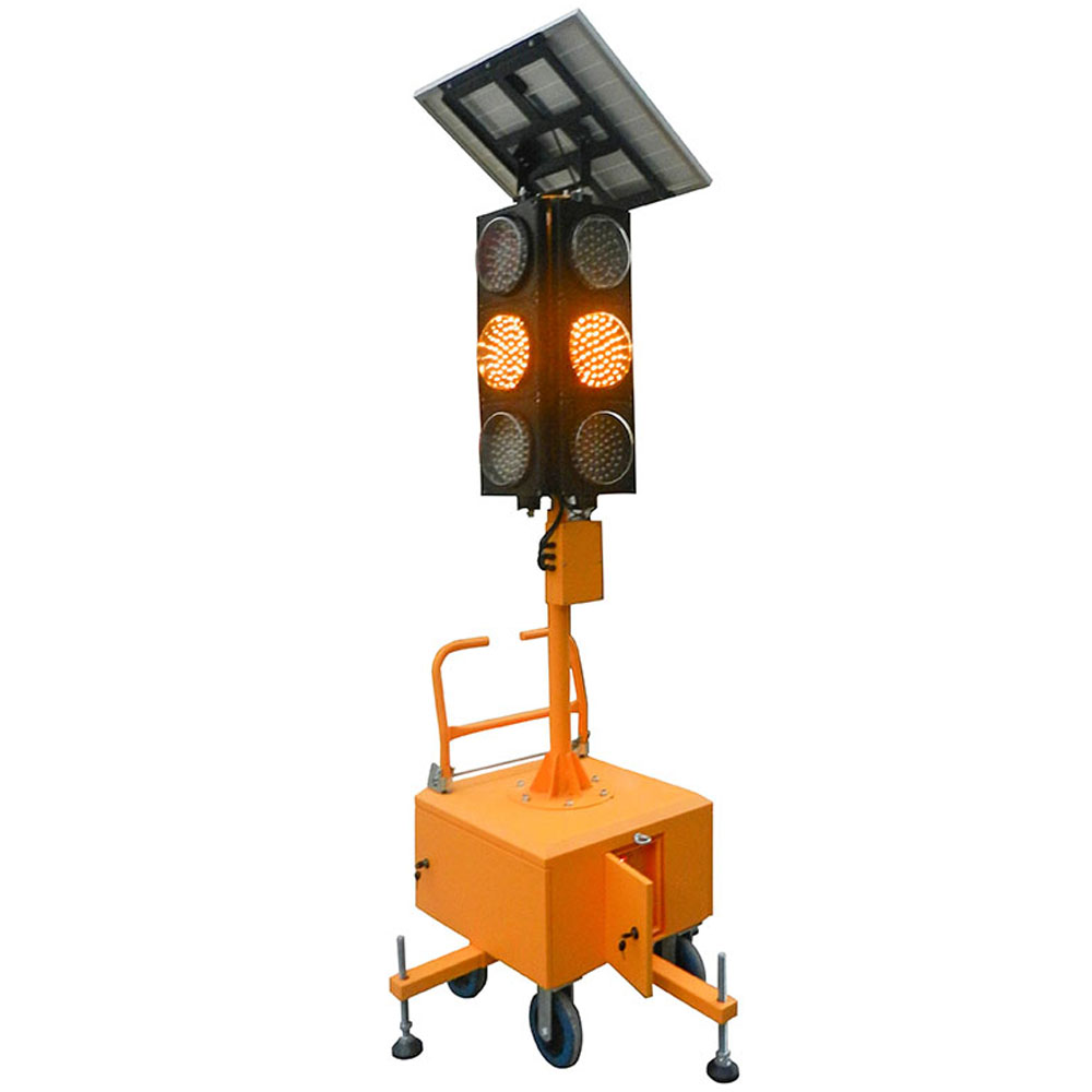 إشارة مرور متنقلة متكاملة تعمل بالطاقة الشمسية