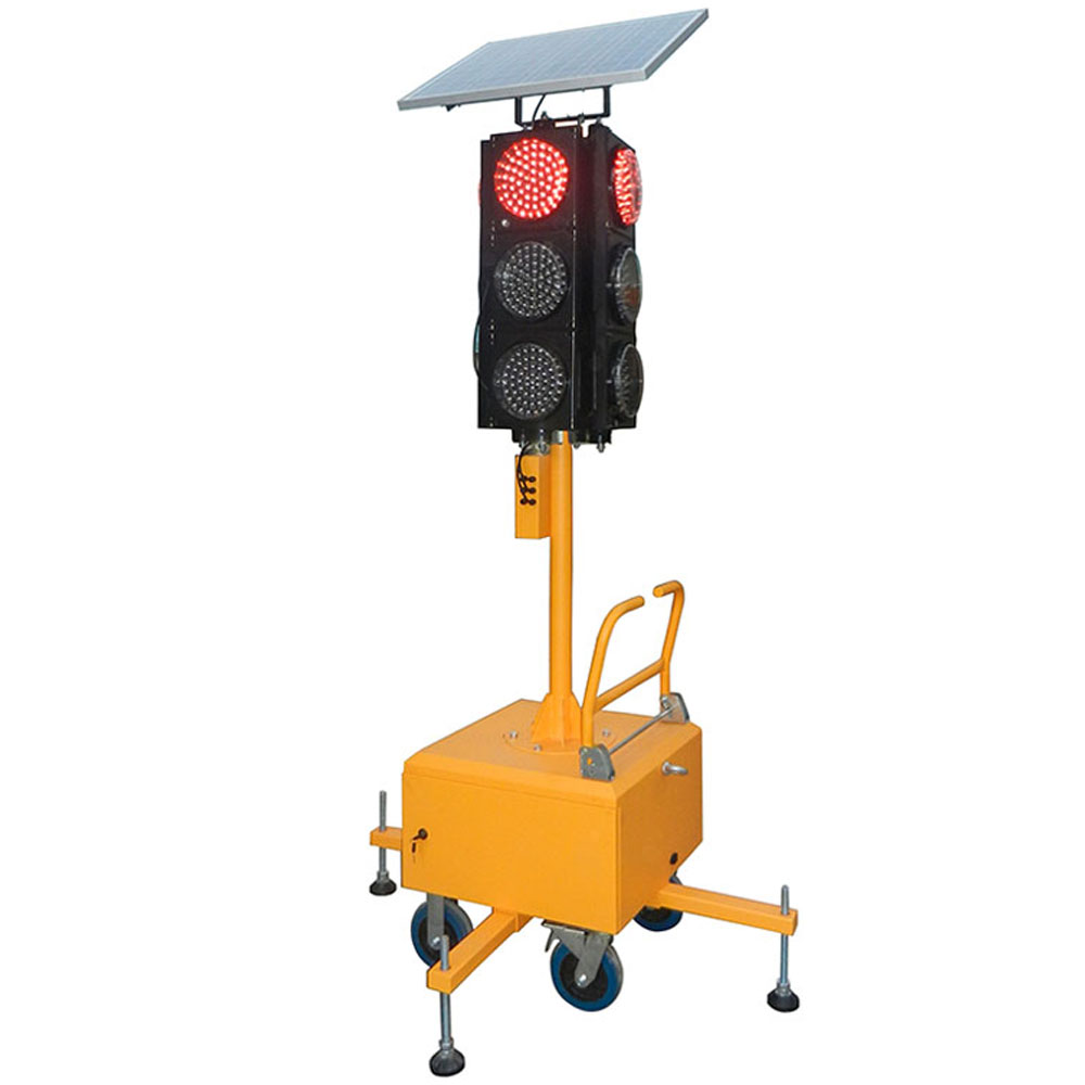 إشارة مرور متنقلة متكاملة تعمل بالطاقة الشمسية
